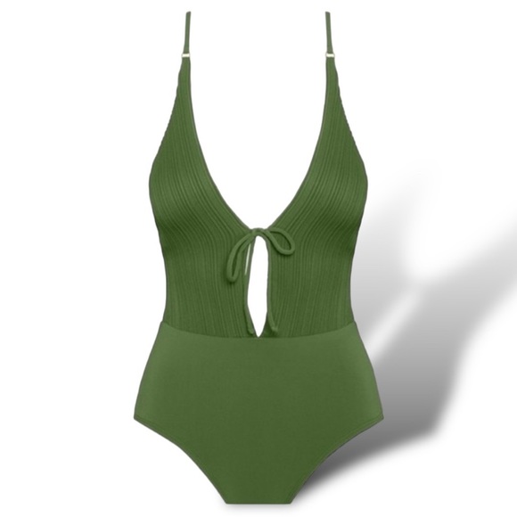 Robin Piccone Lily Keyhole Plunge Green One-piece Swimsuit - Picture 4 of 11